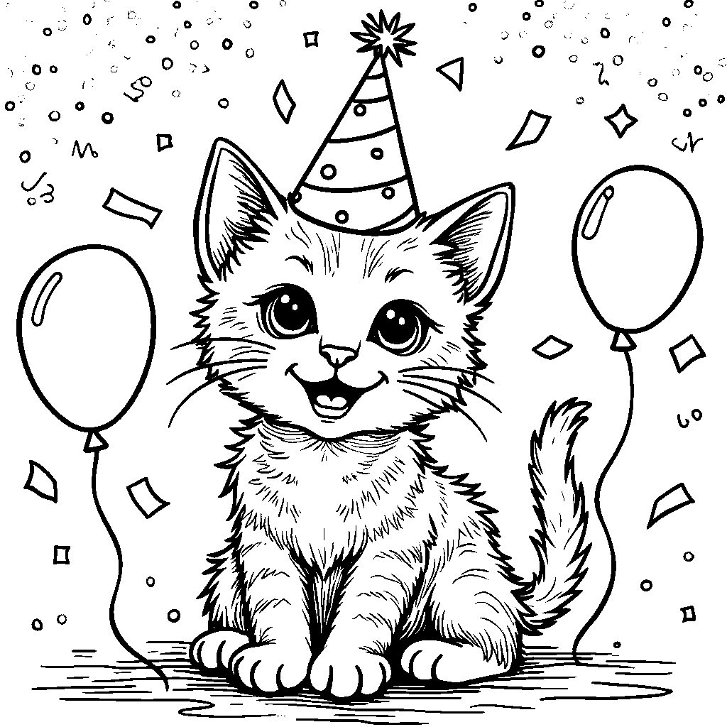 kitten wearing a party hat