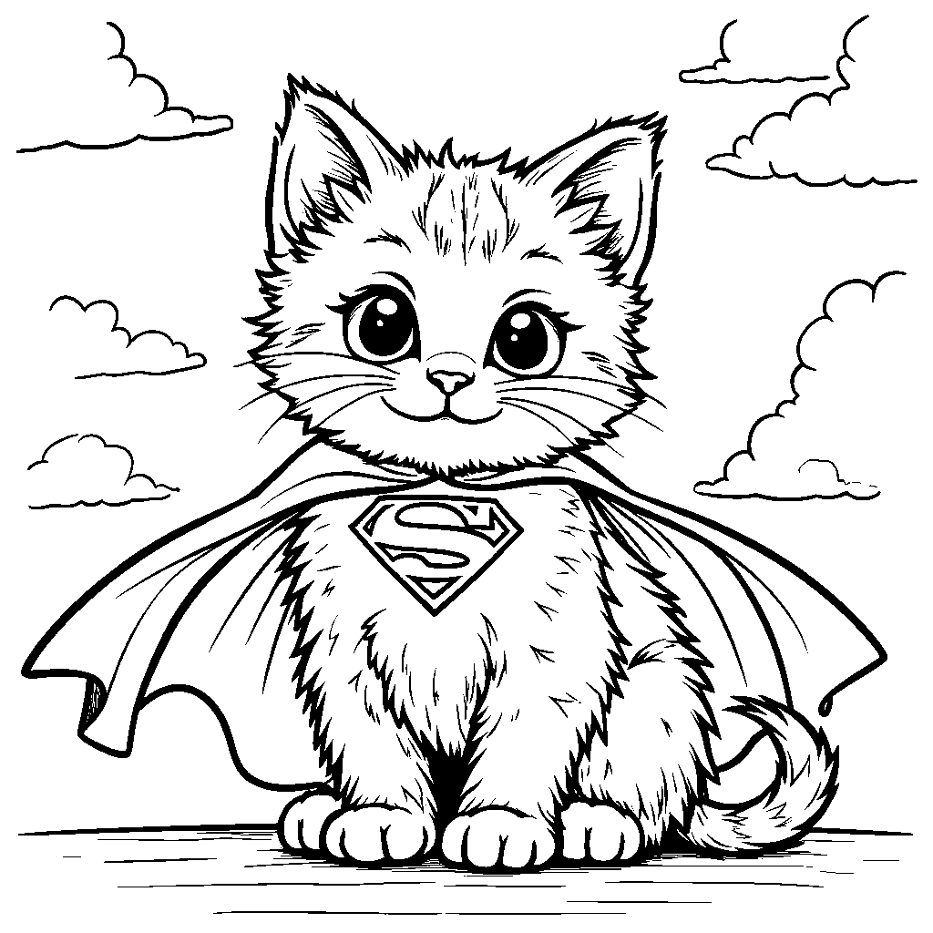 Kitten wearing a superhero cape