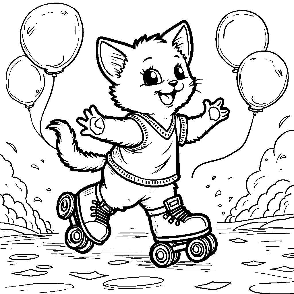 Kitten wearing roller skates