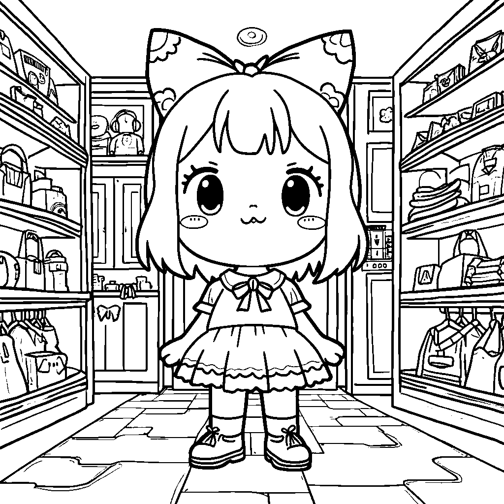 Kuromi playing dress-up in a room full of costumes