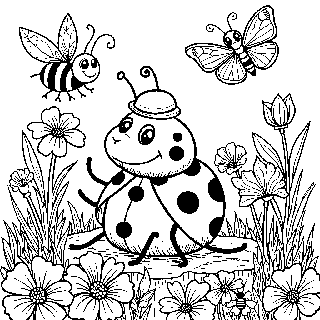 Ladybug having a picnic with friends