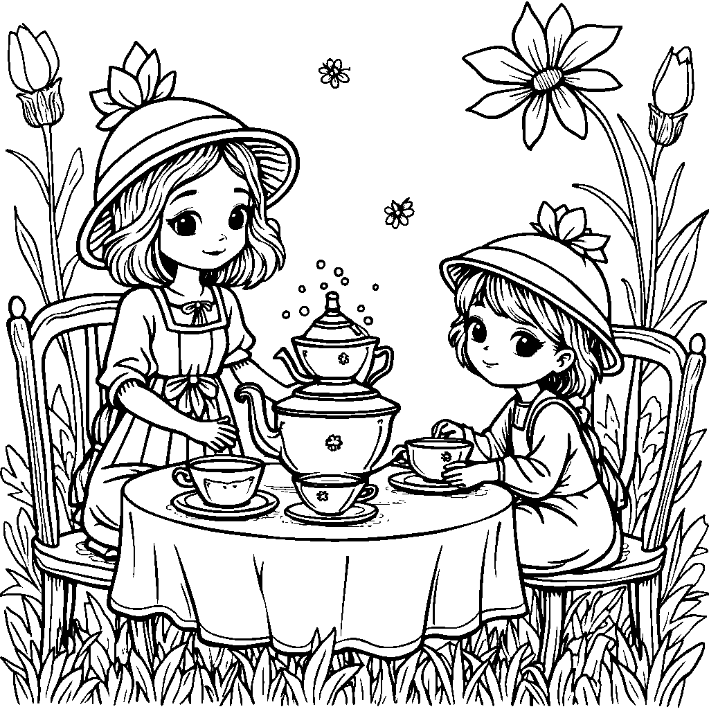 Ladybug having a tea party with friends