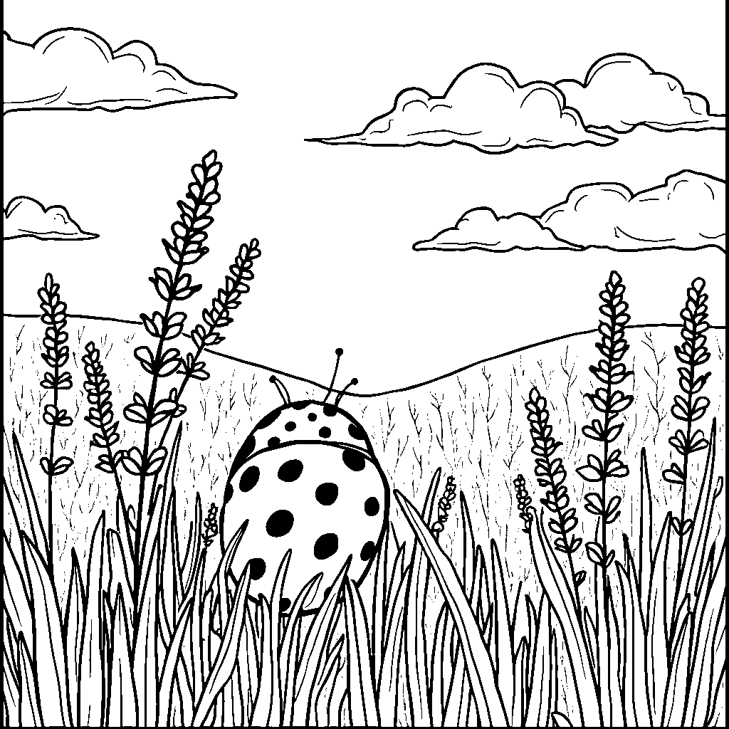 Ladybug in a field of lavender