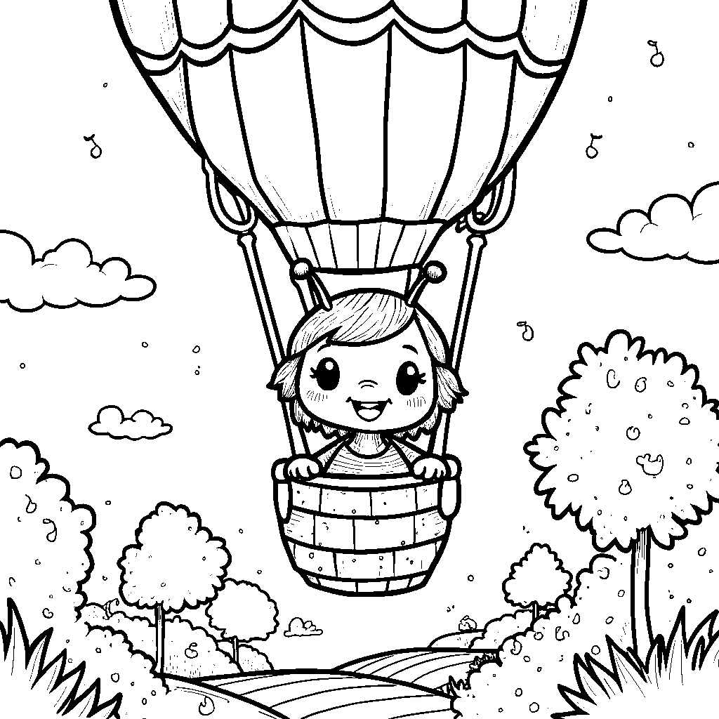 Ladybug in a hot air balloon