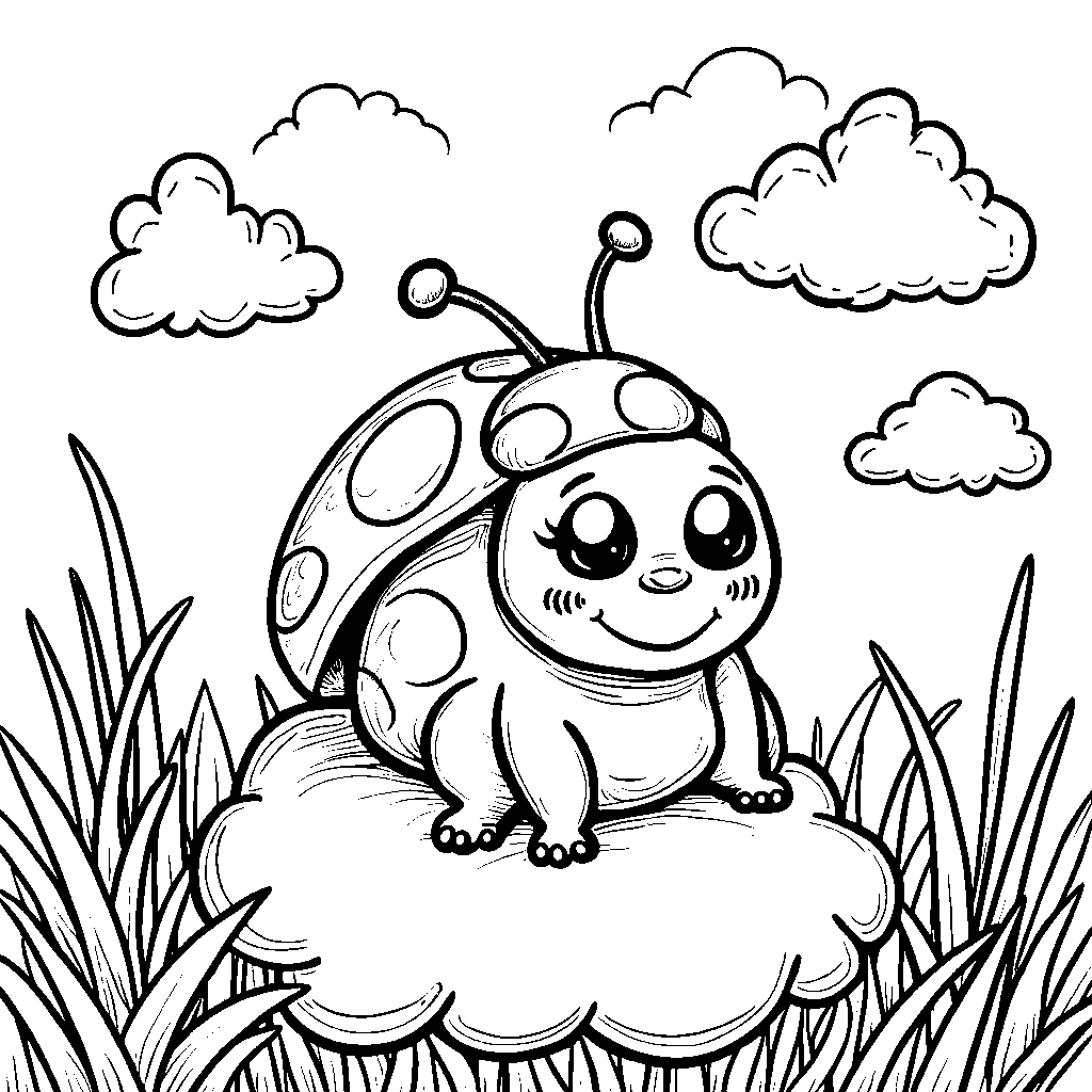 Ladybug sitting on a cloud