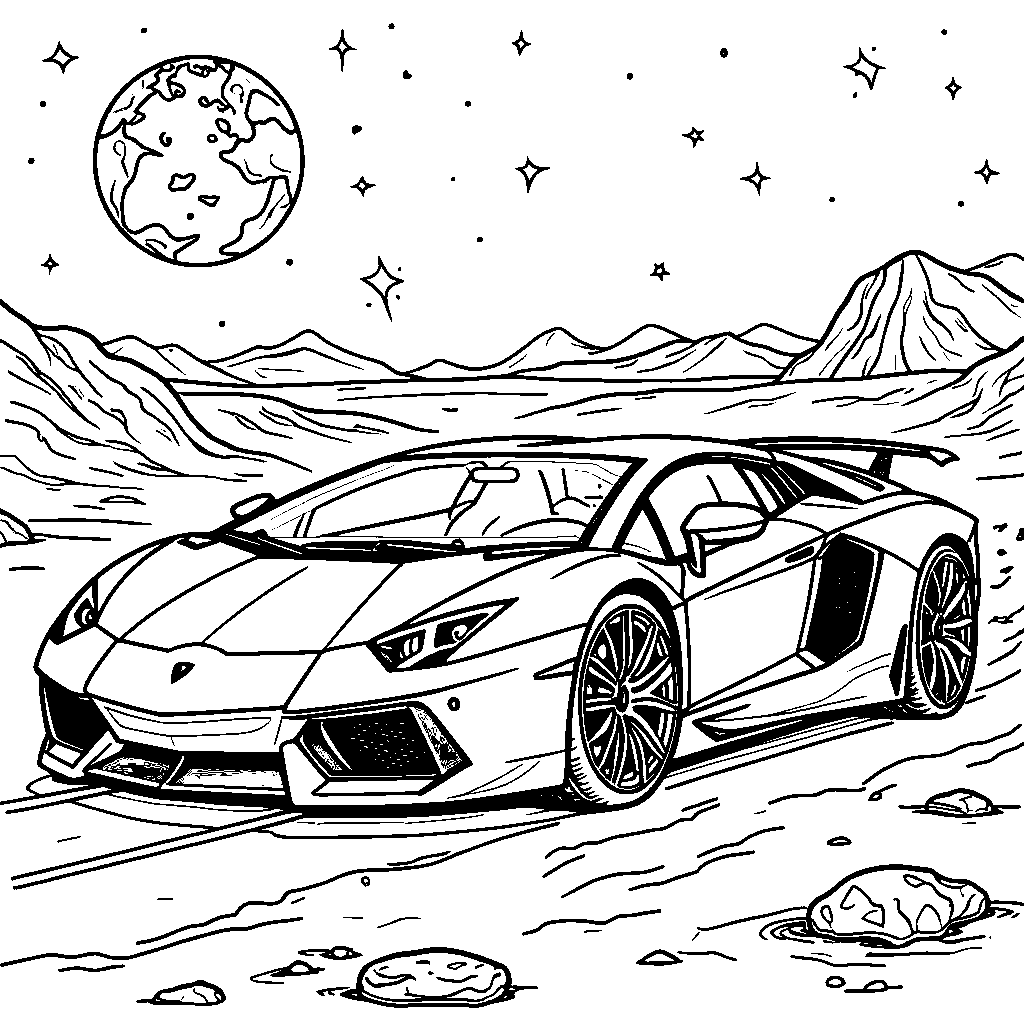 Lamborghini driving on the moon