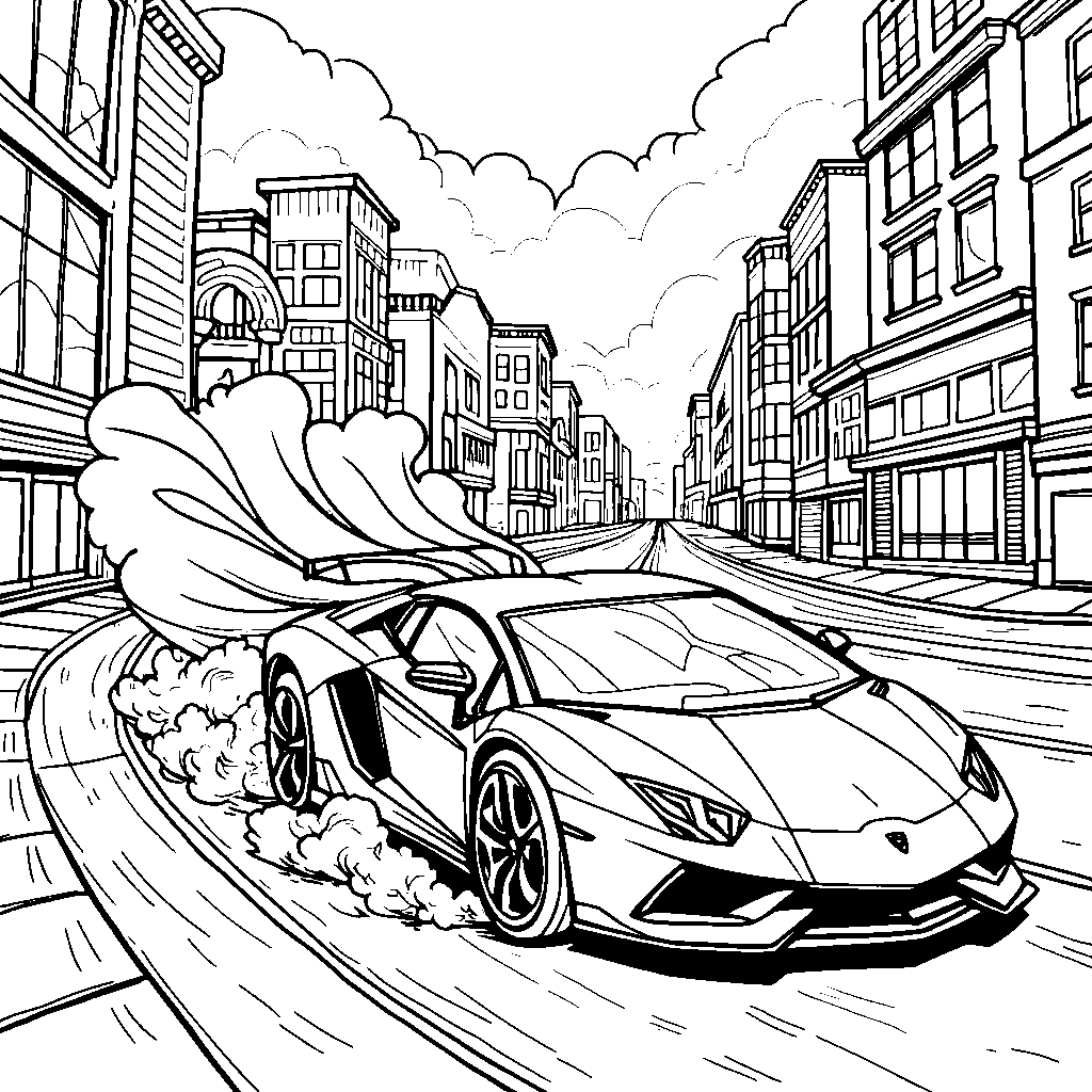 Lamborghini with a superhero cape flying behind it