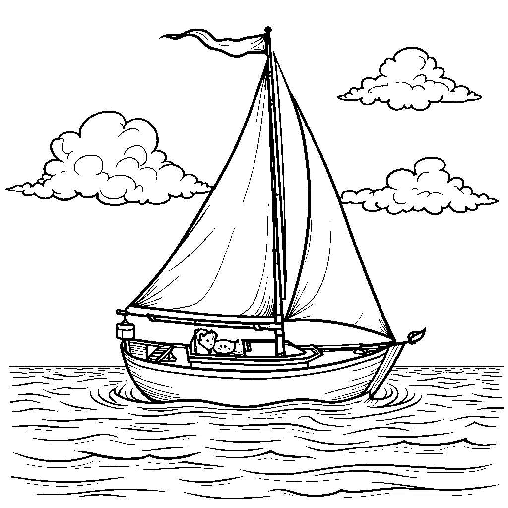 A leaf boat sailing on a sea of green