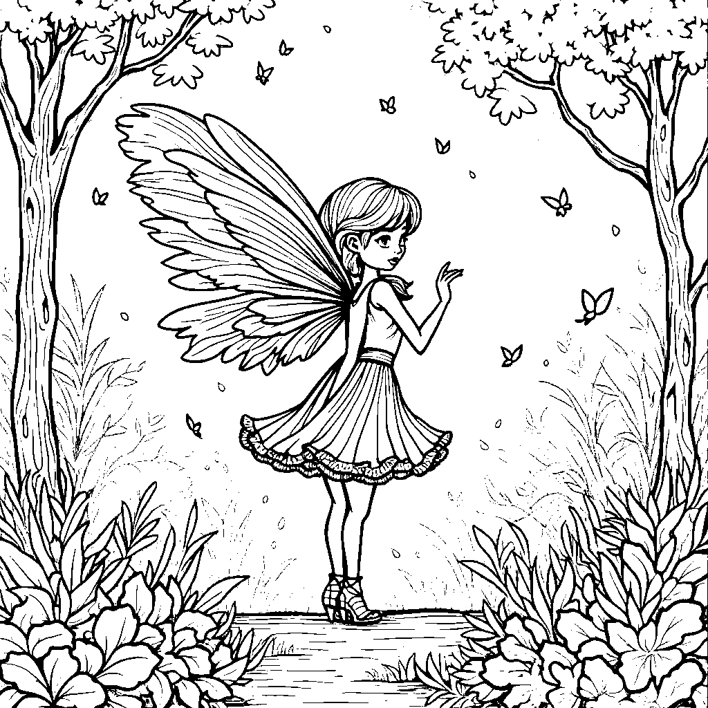 A leaf fairy with wings made of leaves