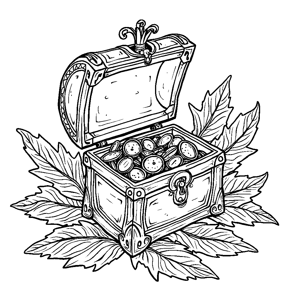 A leaf that holds a tiny treasure chest