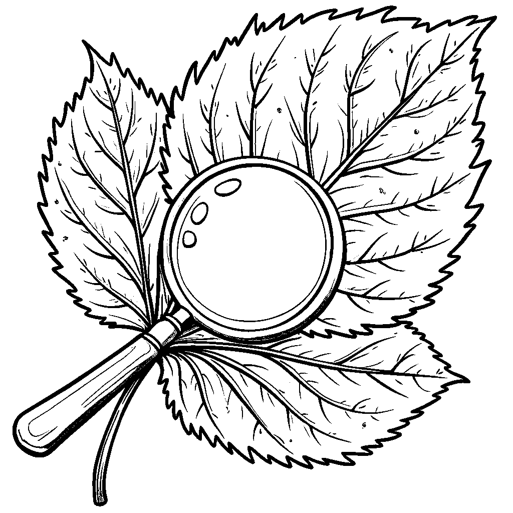 A leaf with a built-in magnifying glass