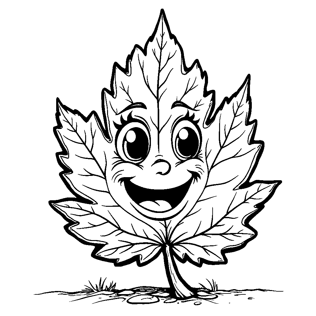 A leaf with a face that changes expression