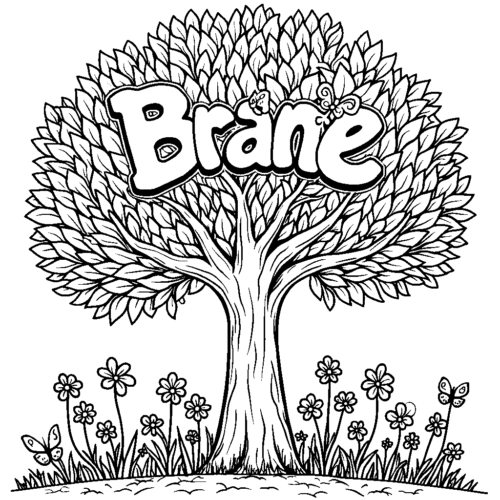 A tree with leaves that spell out a child's name