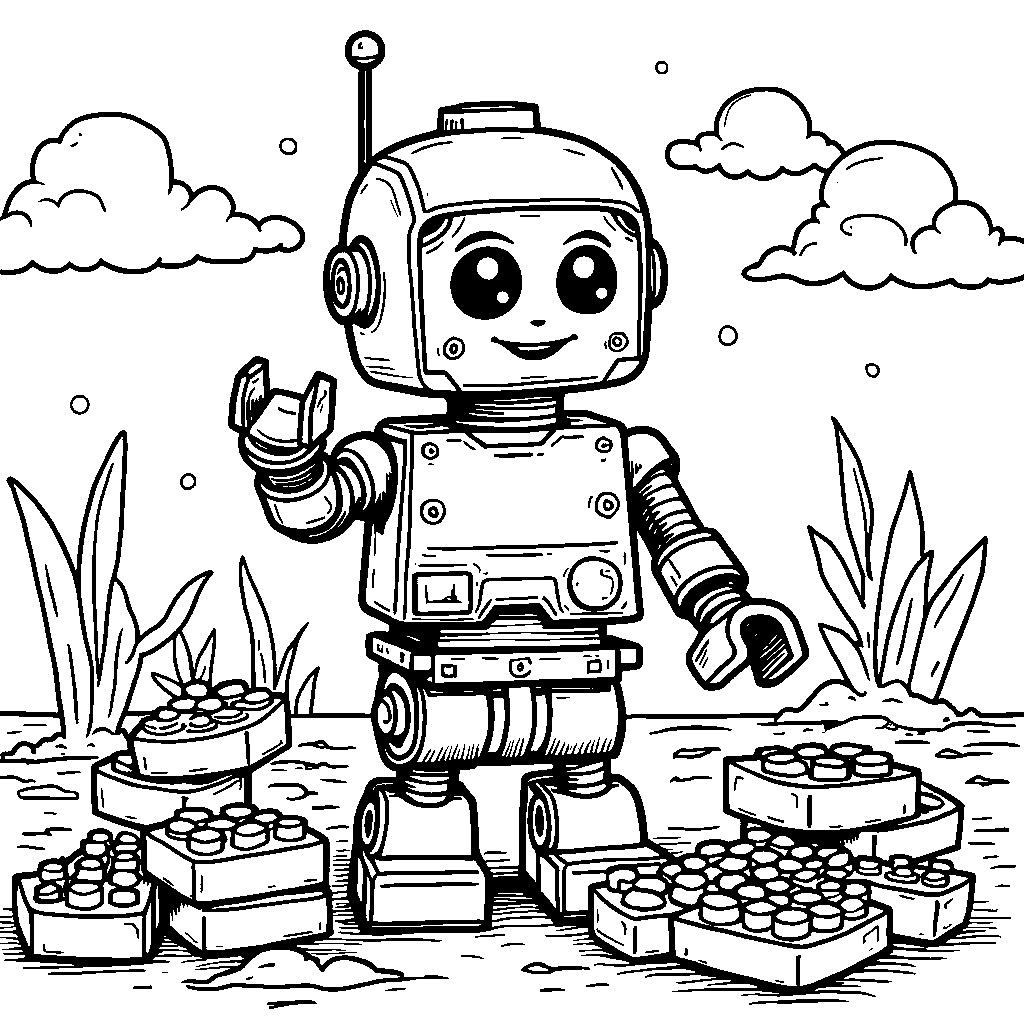 A Lego robot building a new friend