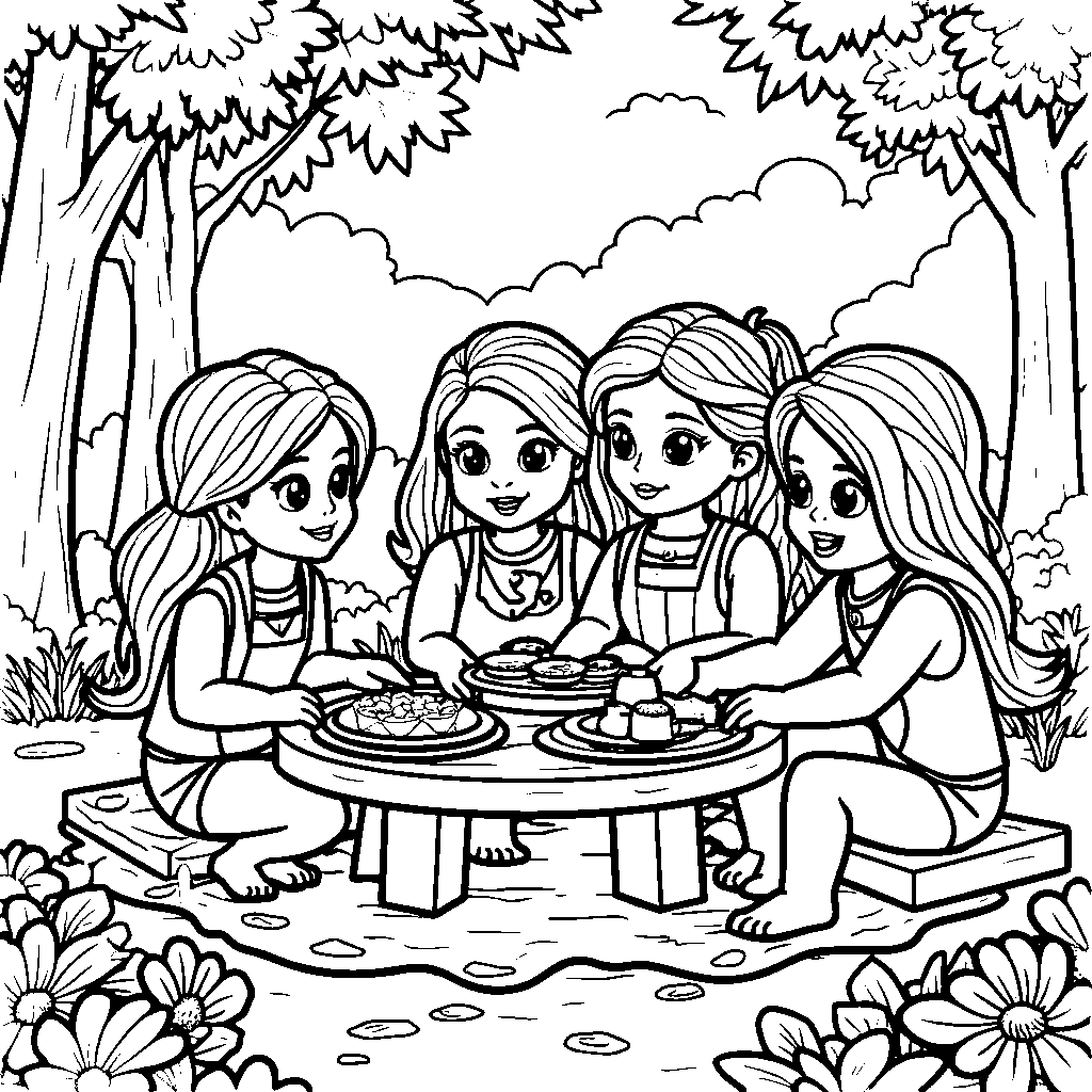 Lego Friends having a picnic in the park