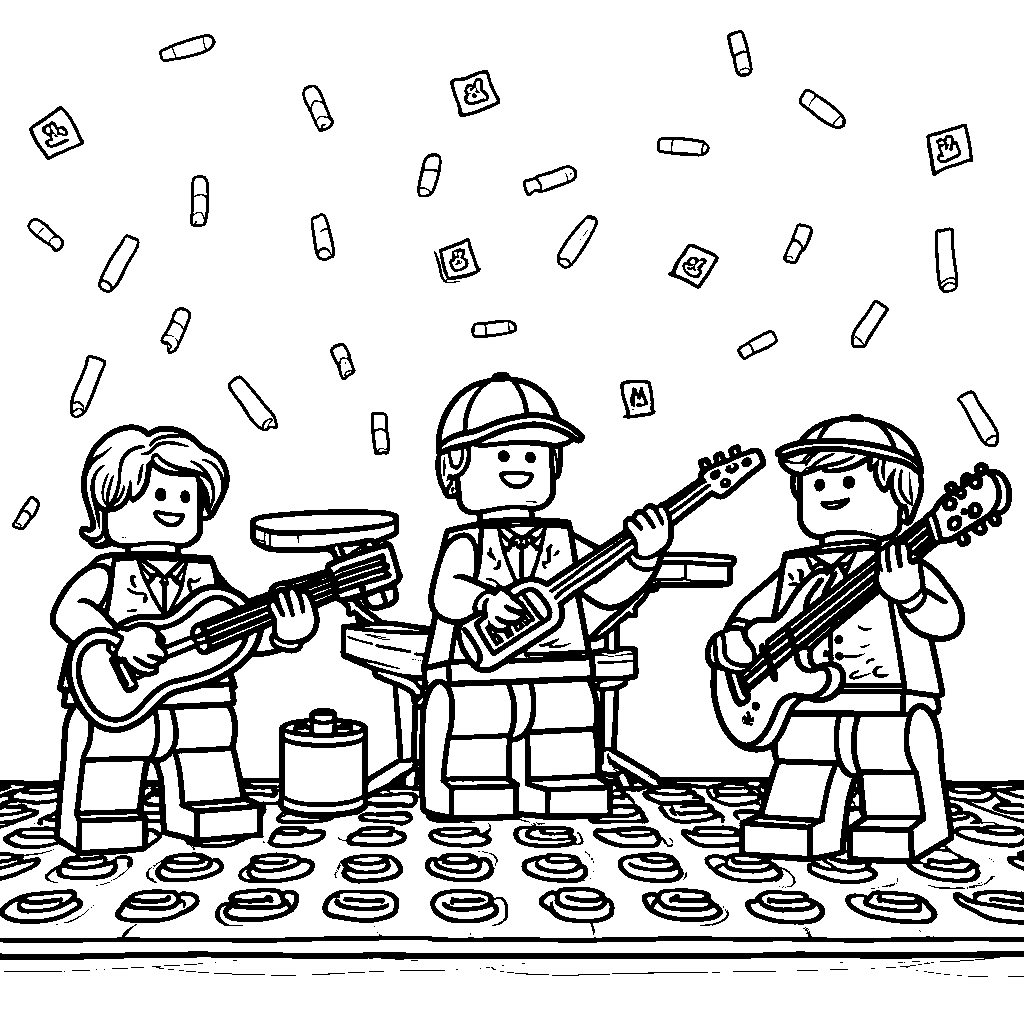 Lego musicians playing in a band