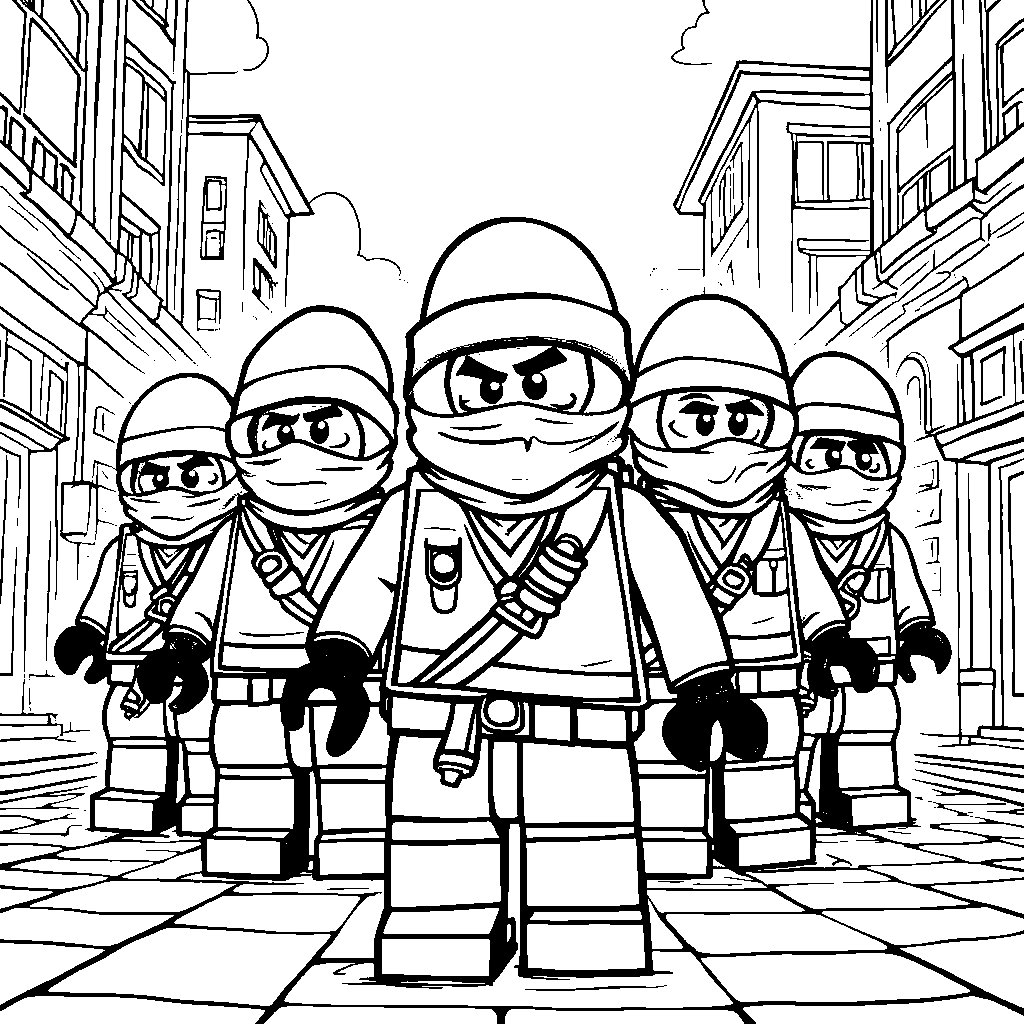 Lego ninjas sneaking through the shadows