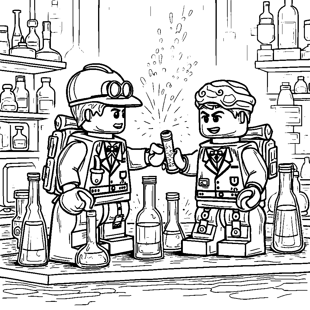 Lego scientists conducting an experiment