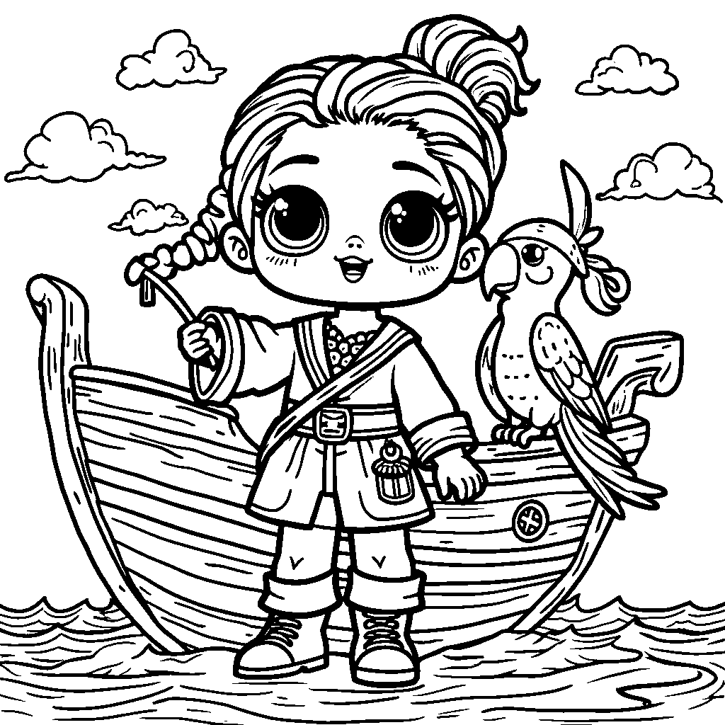 Lol doll as a pirate on a ship