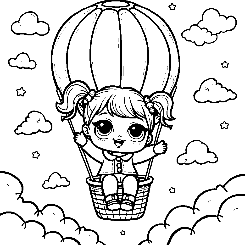 Lol doll in a hot air balloon