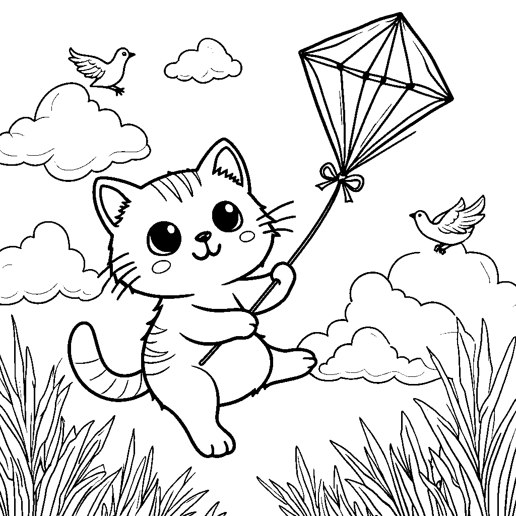 Lolcat flying a kite