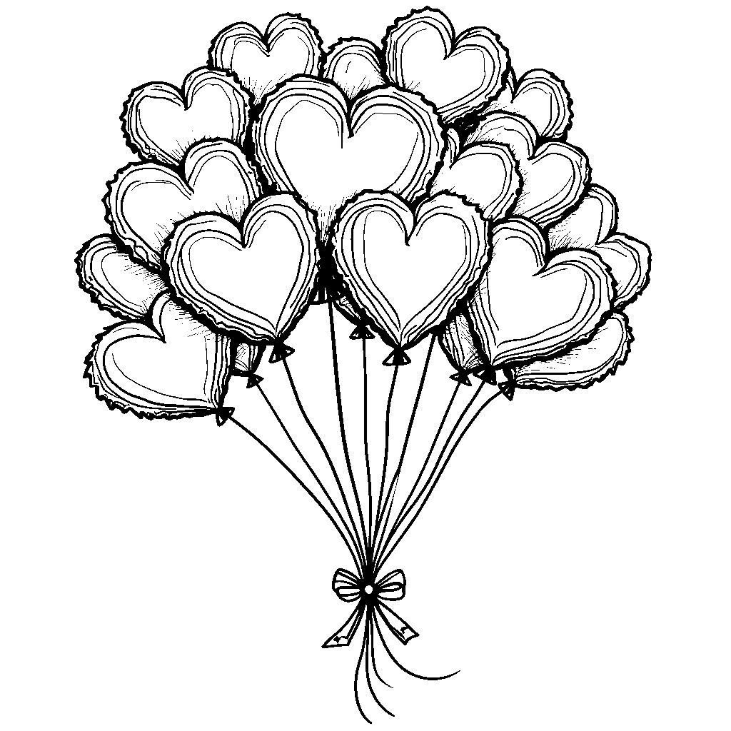 A bouquet of heart-shaped balloons