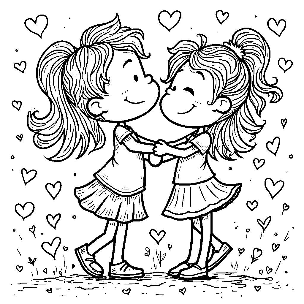 A couple of hearts dancing together