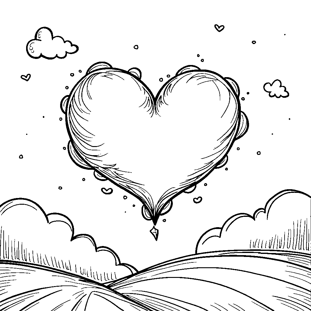 A heart-shaped cloud floating in the sky