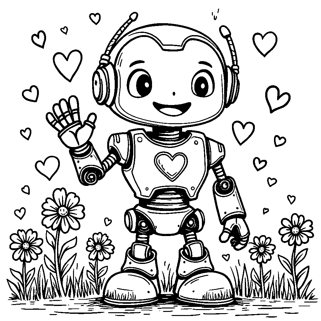 A heart-shaped robot spreading love and kindness