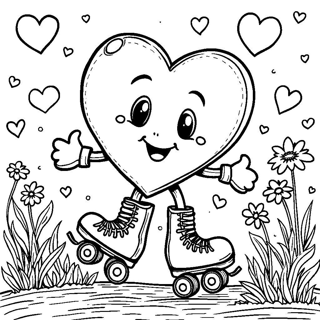 A heart with a pair of roller skates gliding smoothly