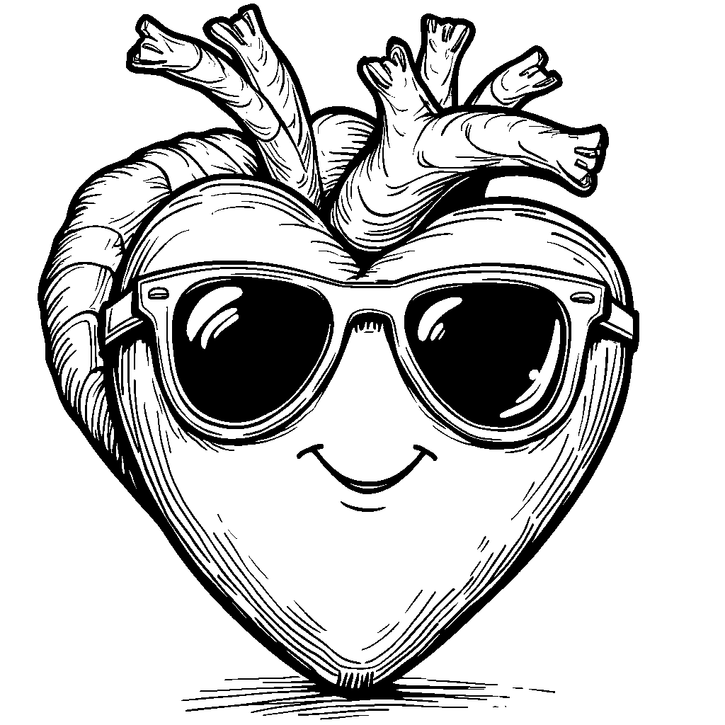 A heart with a pair of sunglasses looking cool