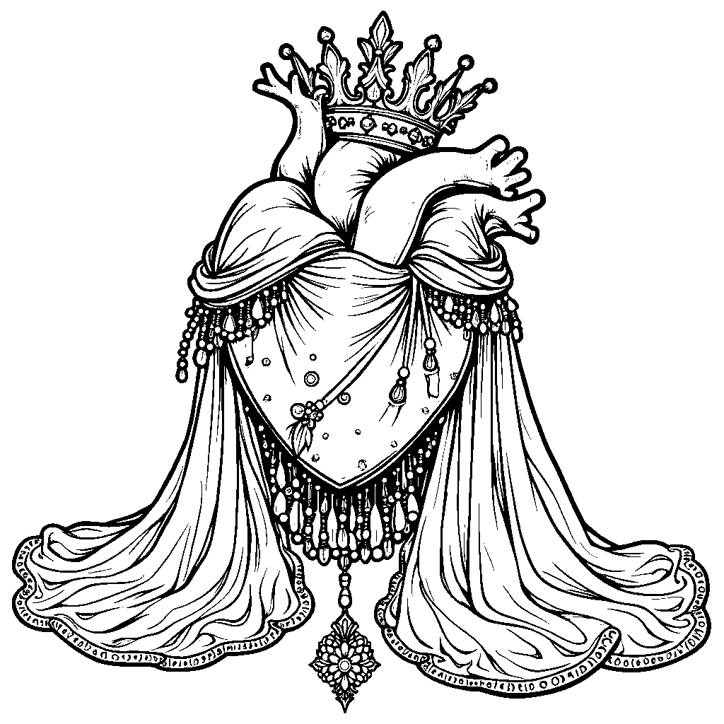 A heart with a crown and a royal cape