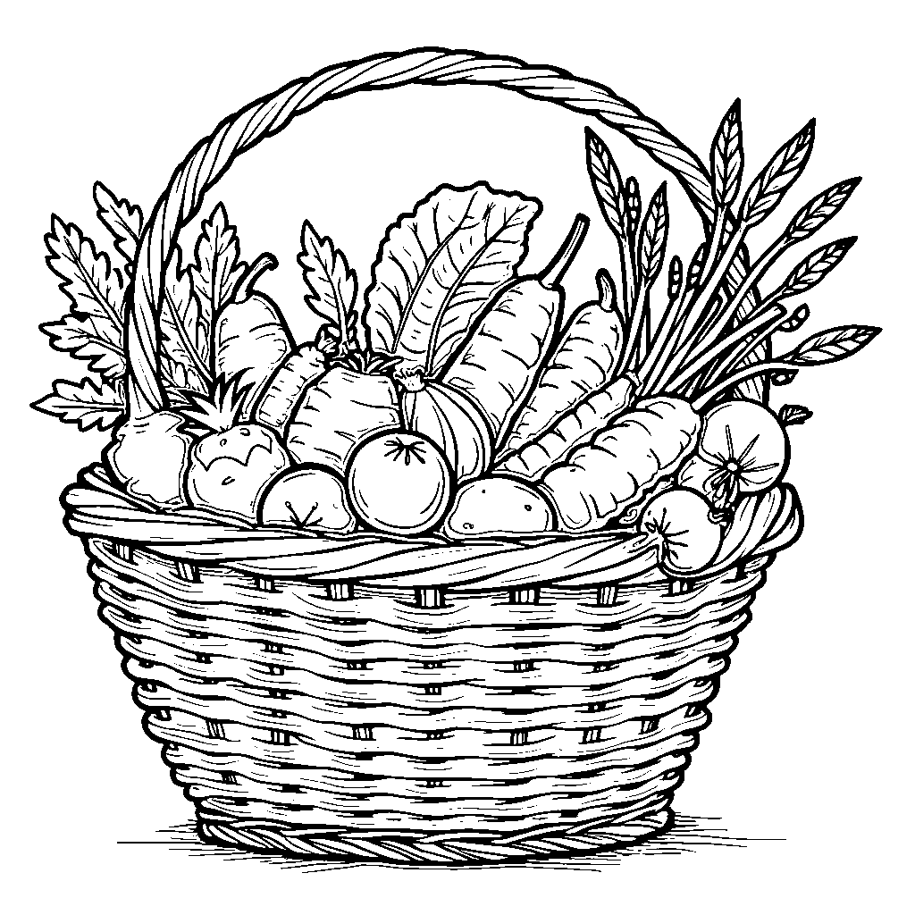 Basket full of spring vegetables