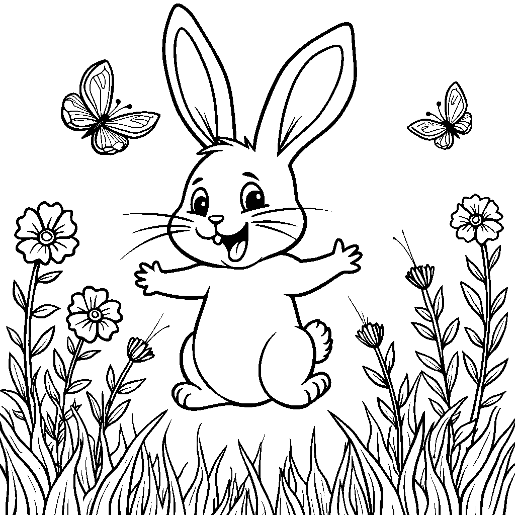 Bunny hopping through a field