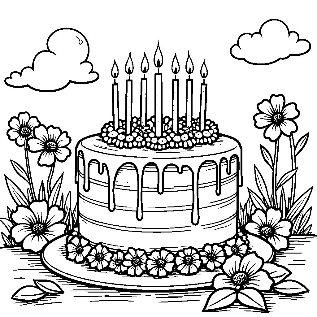 March birthday cake with candles