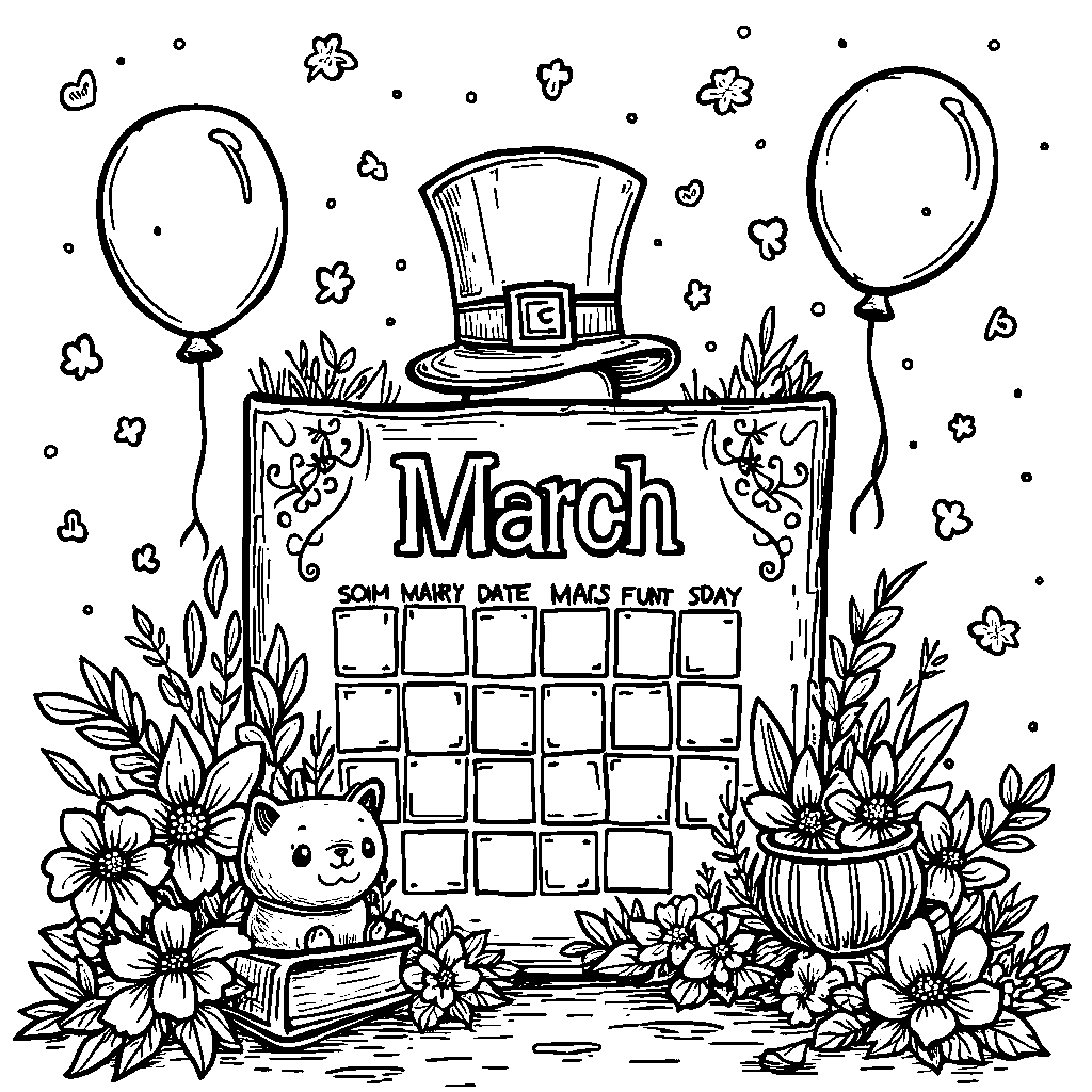 March calendar with fun activities