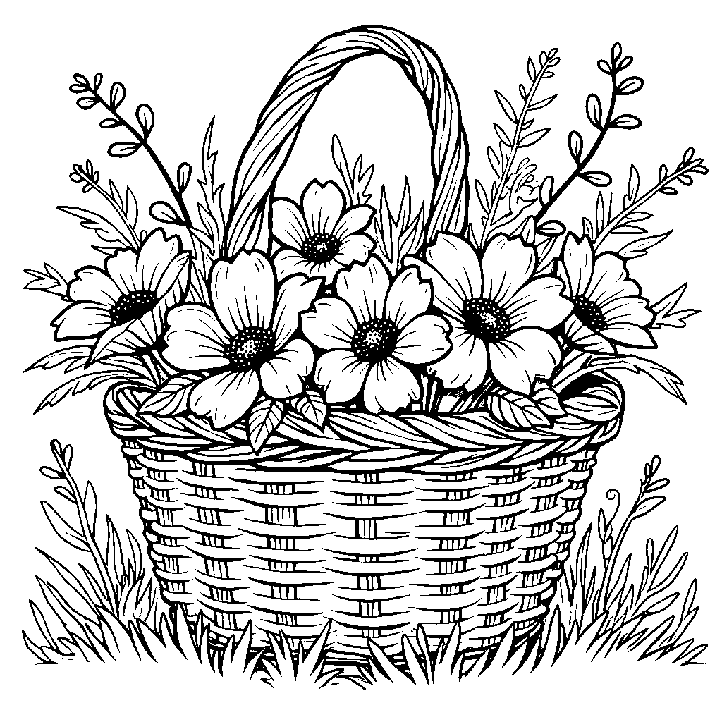 Spring flowers in a basket