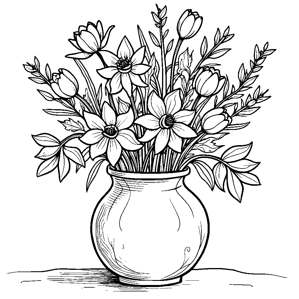 Spring flowers in a vase