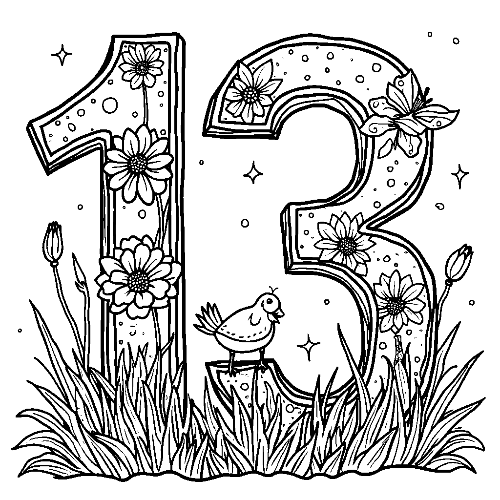 Spring-themed numbers 1-10