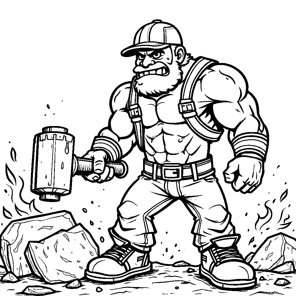 A Hammer Bro. hammering away at a rock