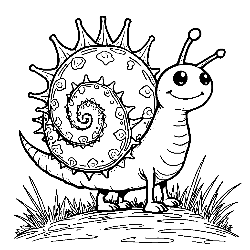 A Spiny shell with a face and legs