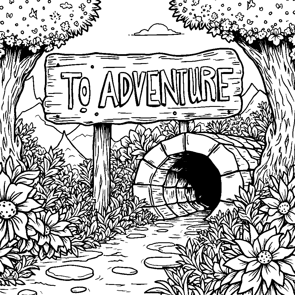 A Warp Pipe with a sign that says 'To Adventure!'