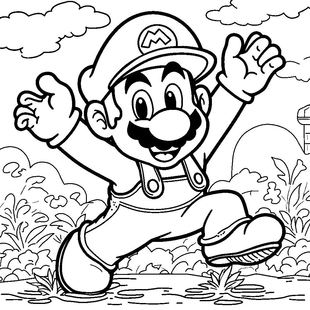 Mario's iconic red hat and blue overalls