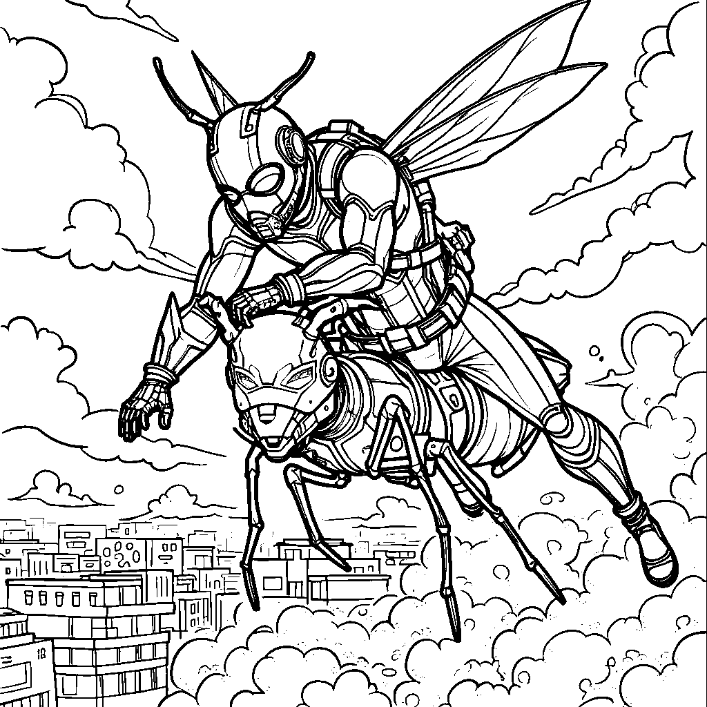 Ant-Man riding on the back of a flying ant