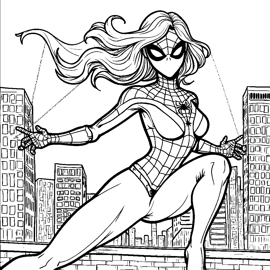 Spider-Woman's webs shooting out from her wrists