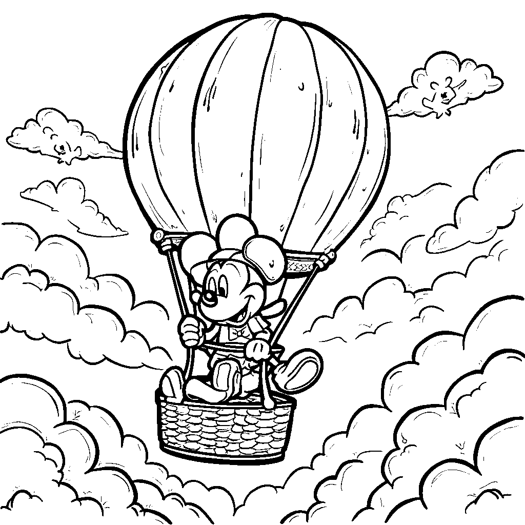 Mickey Mouse in a hot air balloon ride