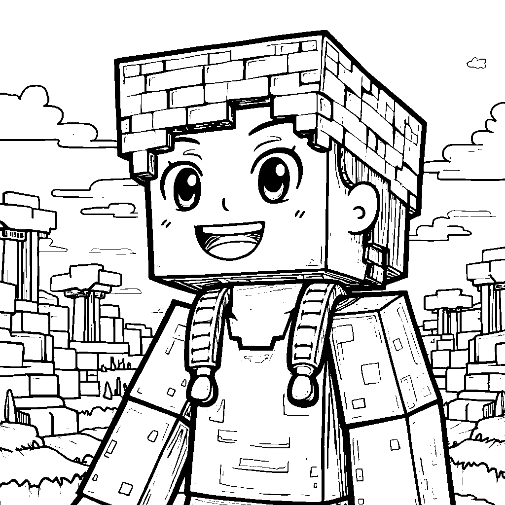 A blocky portrait of a Minecraft character with a big smile