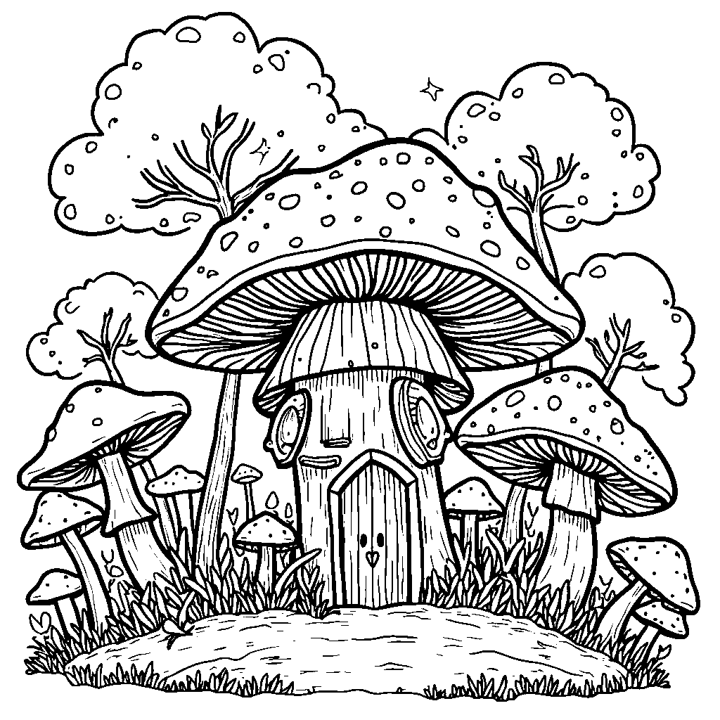 A mushroom hotel with rooms and amenities