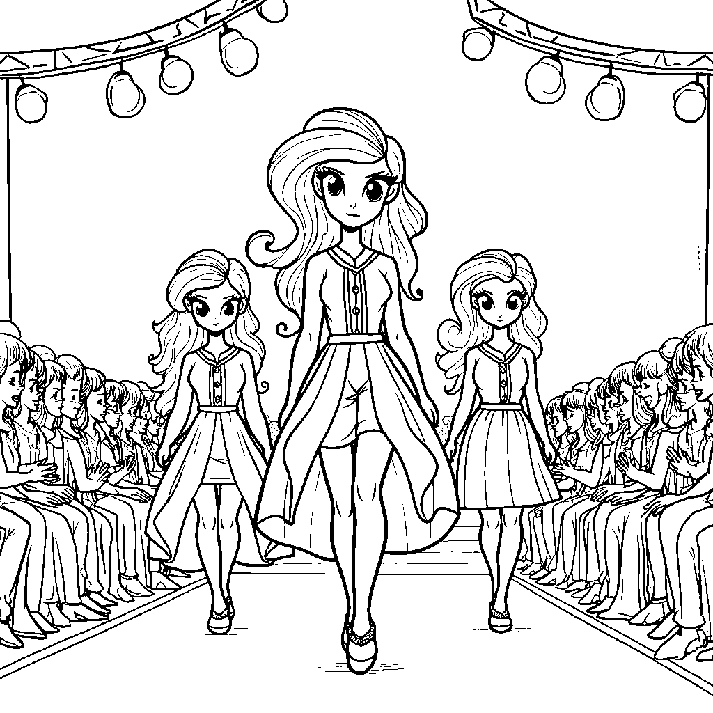 Rarity's fashion show featuring stylish pony models