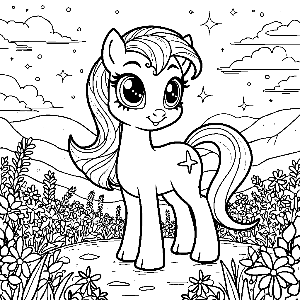 Starlight Glimmer's magical garden filled with sparkling flowers